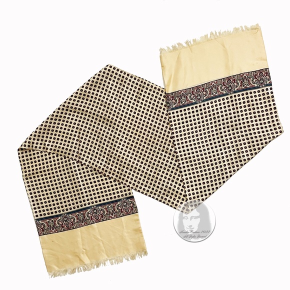 Lanvin Paris Silk Scarf Stole Shawl Paisley Floral Print Fringe Hem Vintage 90s - Picture 2 of 15